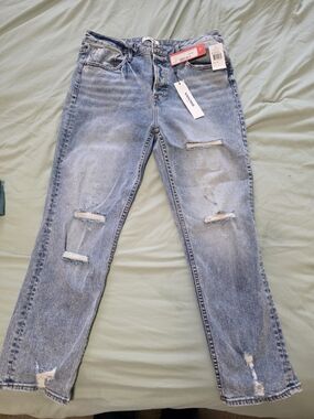 NWT Vigoss Frankie Slim Straight Jeans Medium Wash Distressed Women’s 12/31